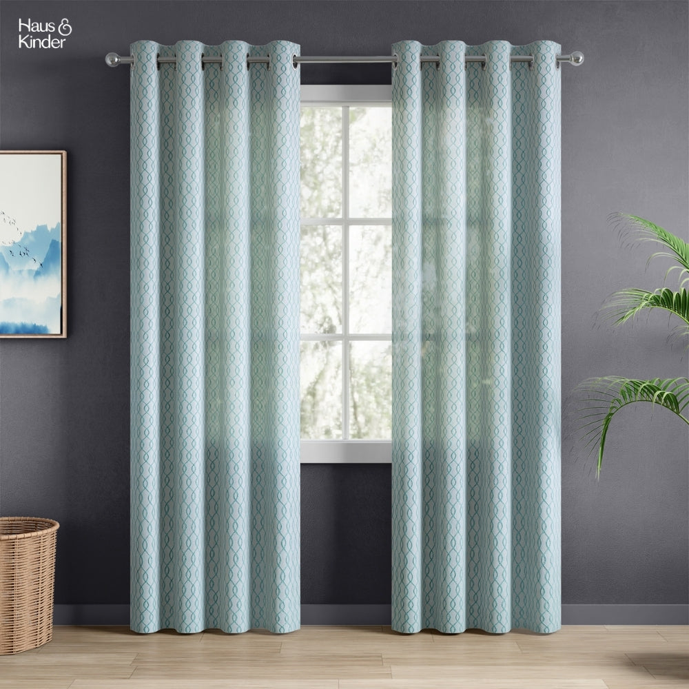 Polyester Jacquard  Curtains Misty Weave, Teal