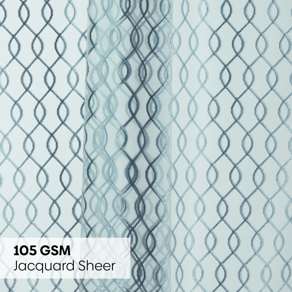 Polyester Jacquard  Curtains Misty Weave, Teal