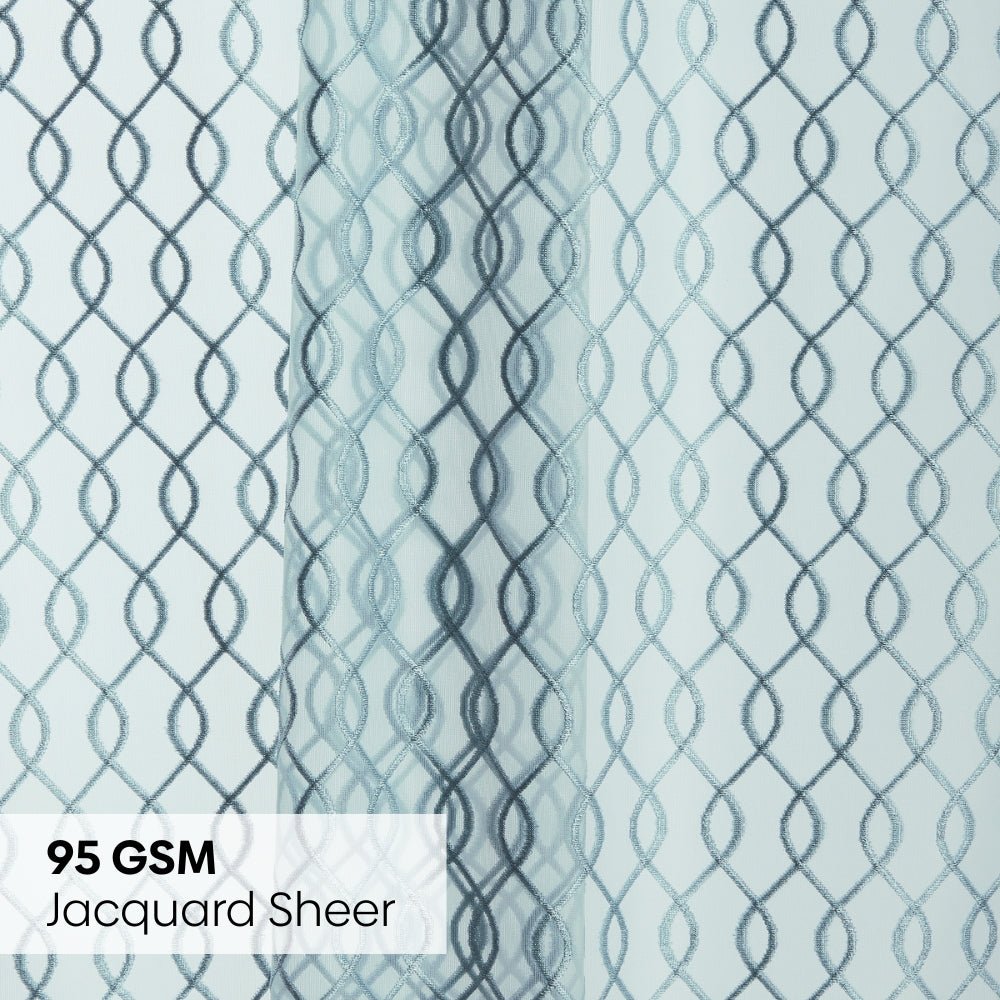 Polyester Jacquard Curtains Misty Weave, Teal - Jacquard Curtains | haus & kinder