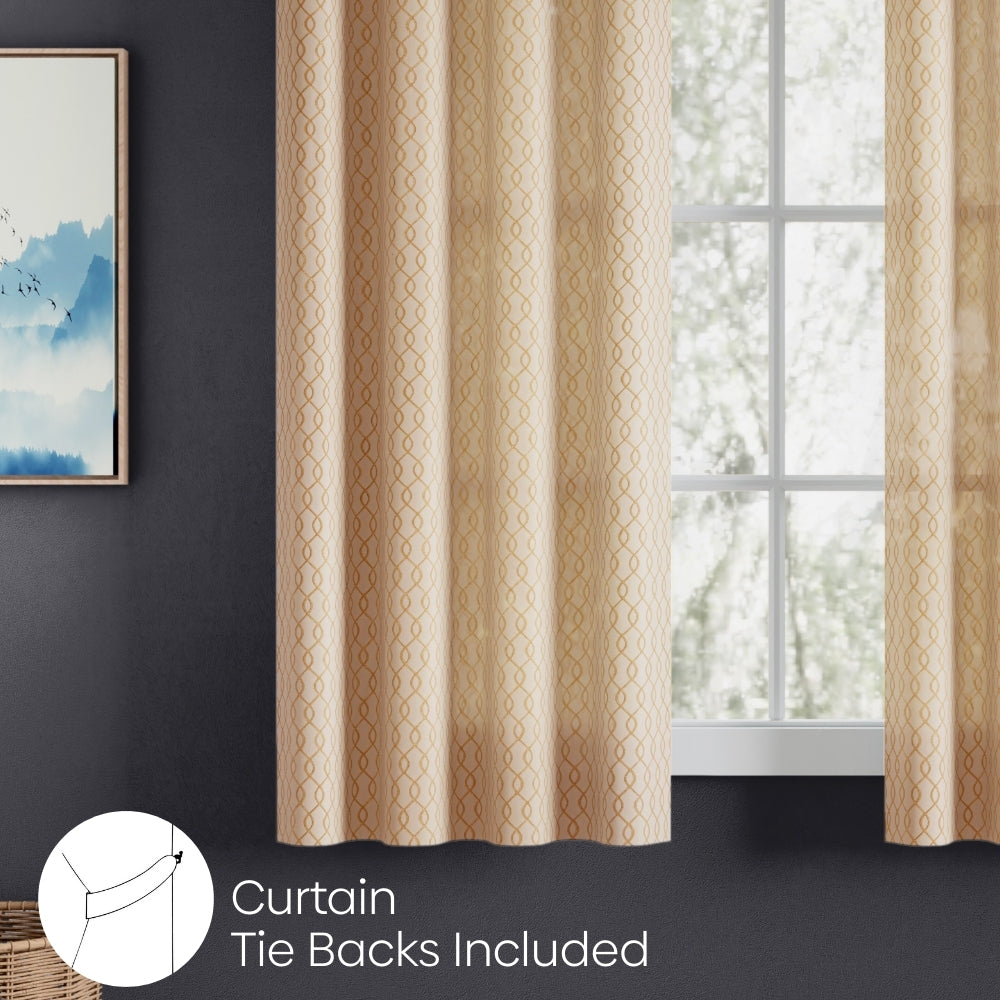 Polyester Jacquard Curtains Sandstone Weave, Gold