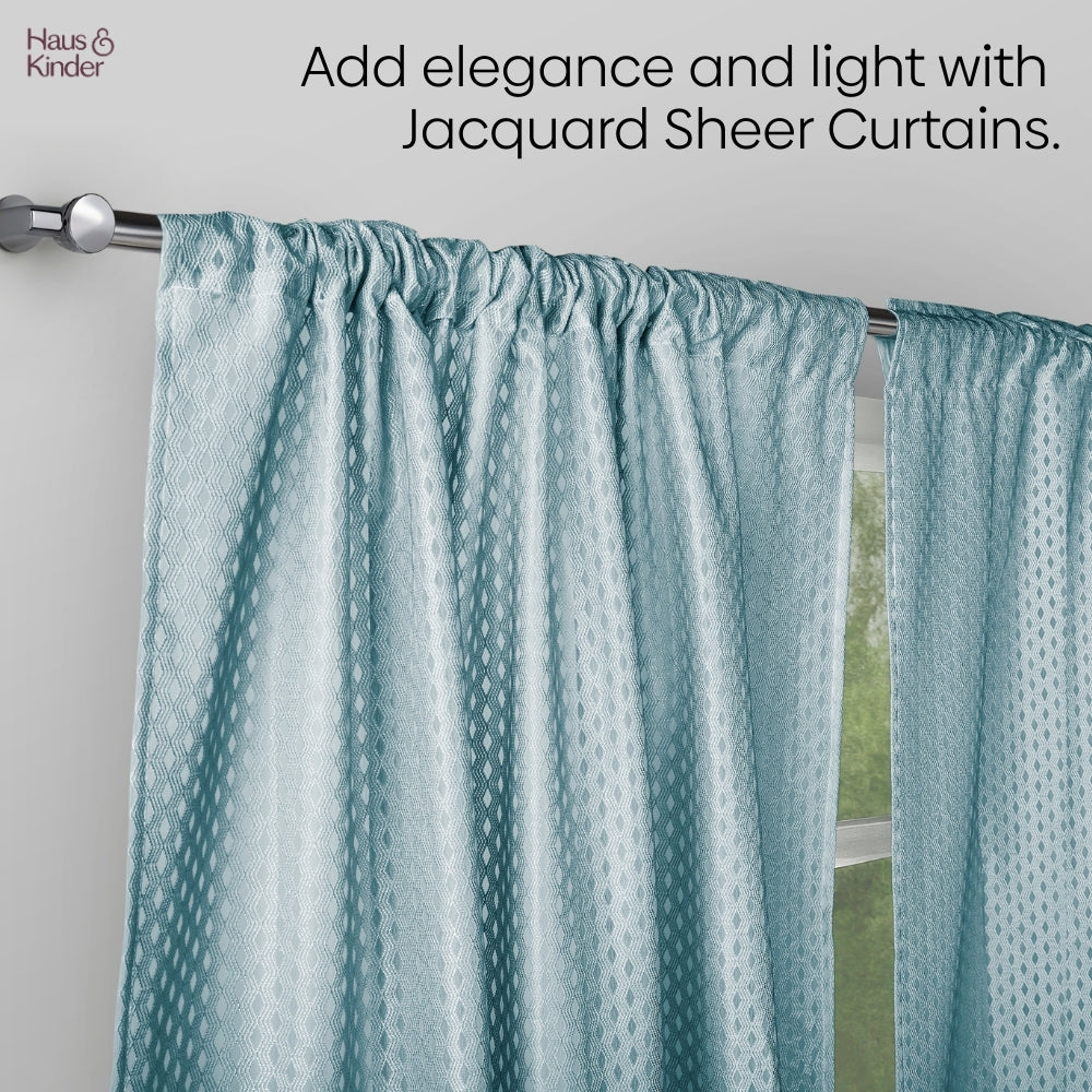 Polyester Jacquard   Curtains Aqua strand, Teal