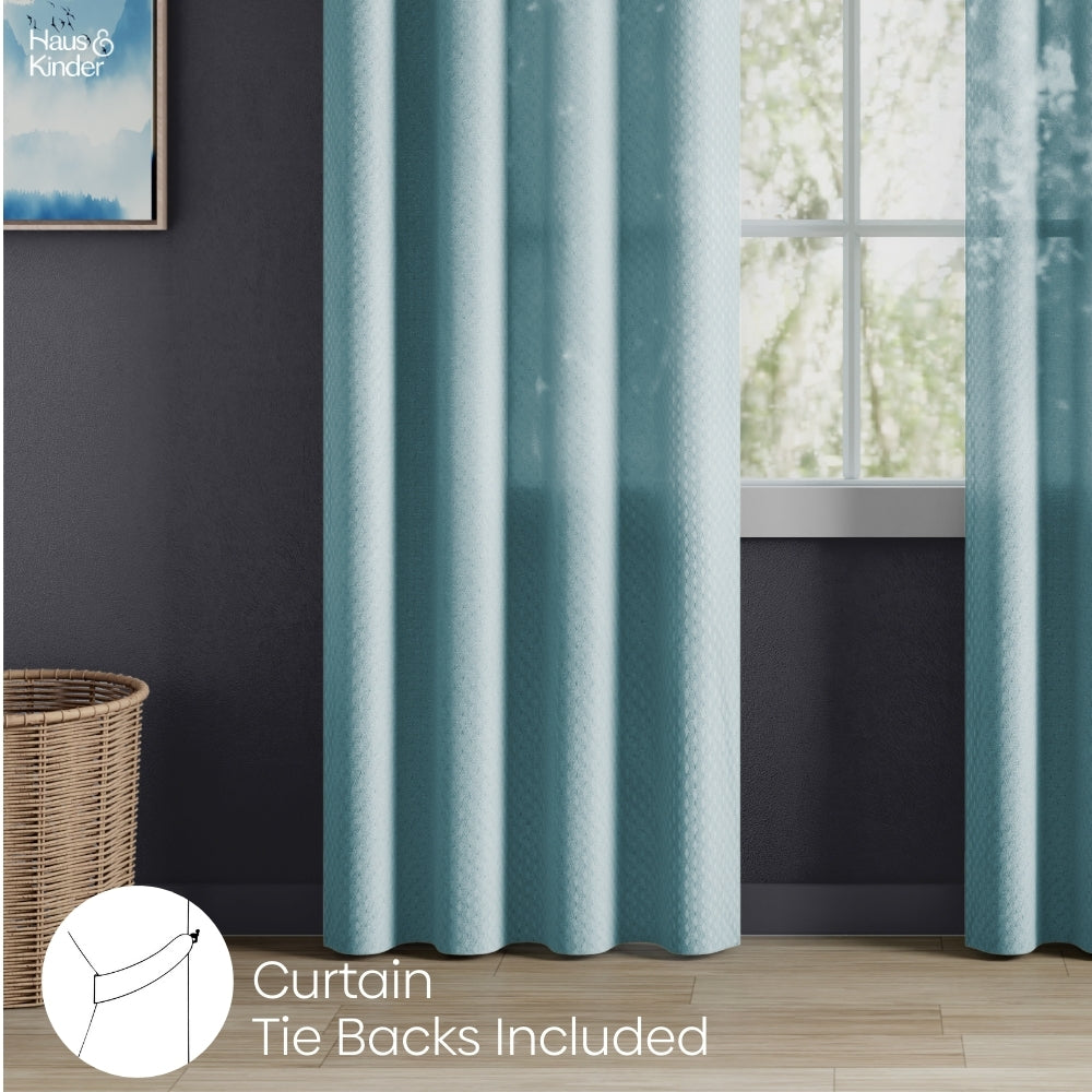 Polyester Jacquard  Door Curtains Aqua strand, Teal