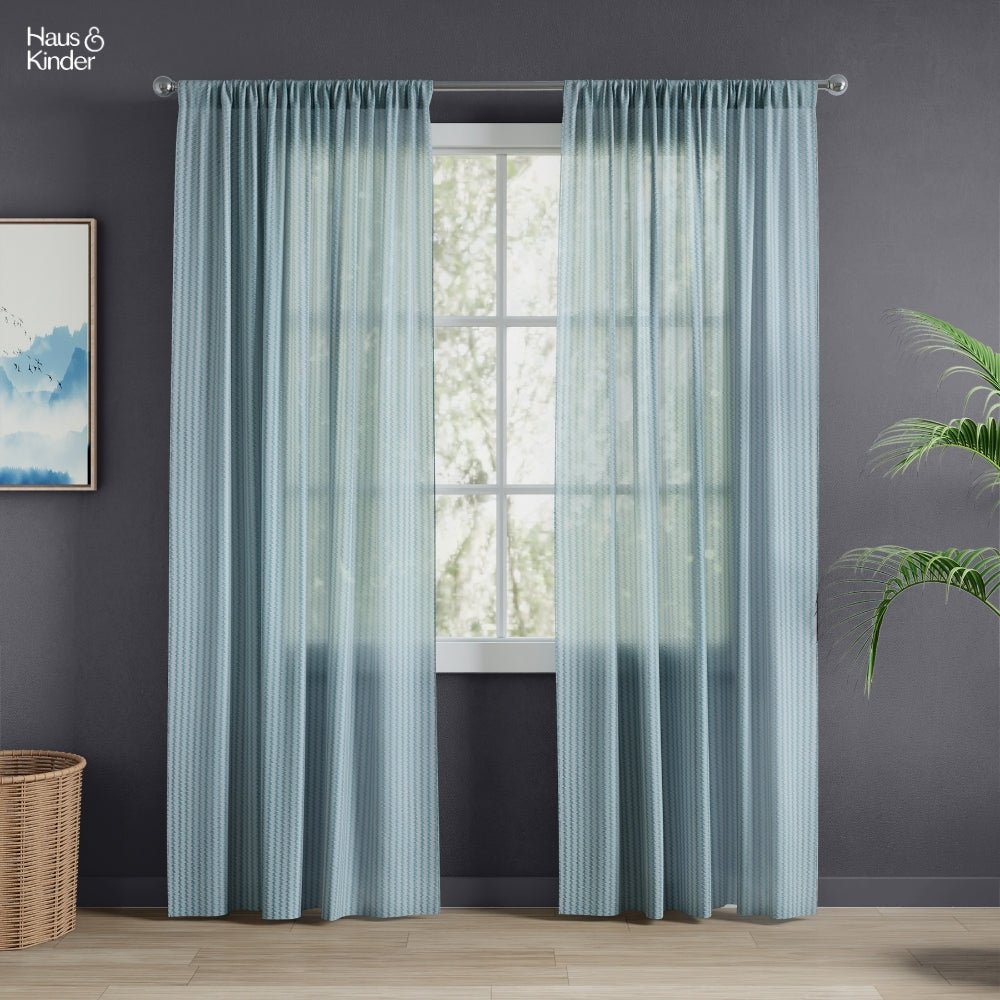 Polyester Jacquard Curtains Aqua strand, Teal - Jacquard Curtains | haus & kinder