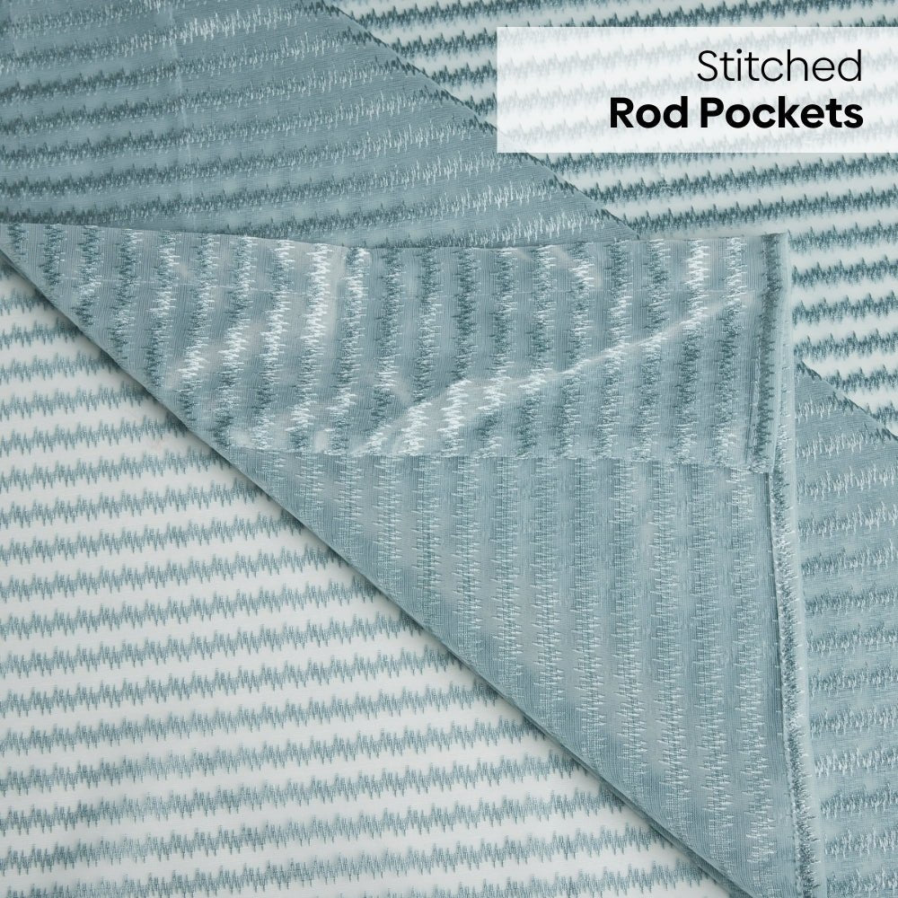 Polyester Jacquard Curtains Aqua strand, Teal - Jacquard Curtains | haus & kinder