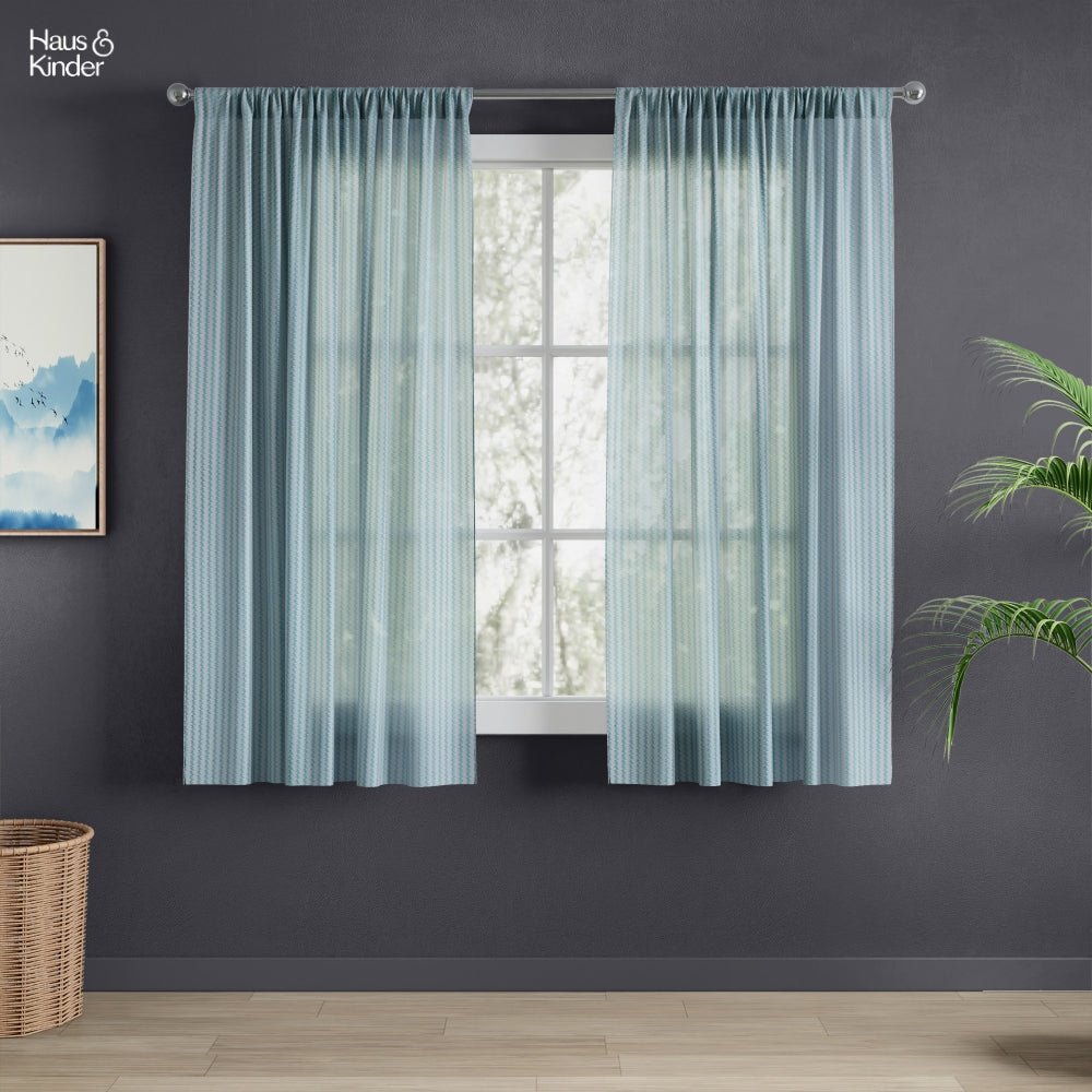 Polyester Jacquard Curtains Aqua strand, Teal - Jacquard Curtains | haus & kinder