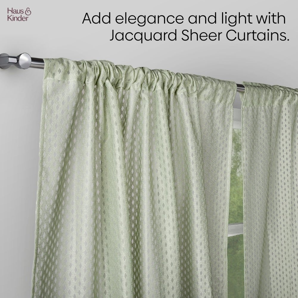 Polyester Jacquard Curtains Sage Ripple, Olive - Jacquard Curtains | haus & kinder