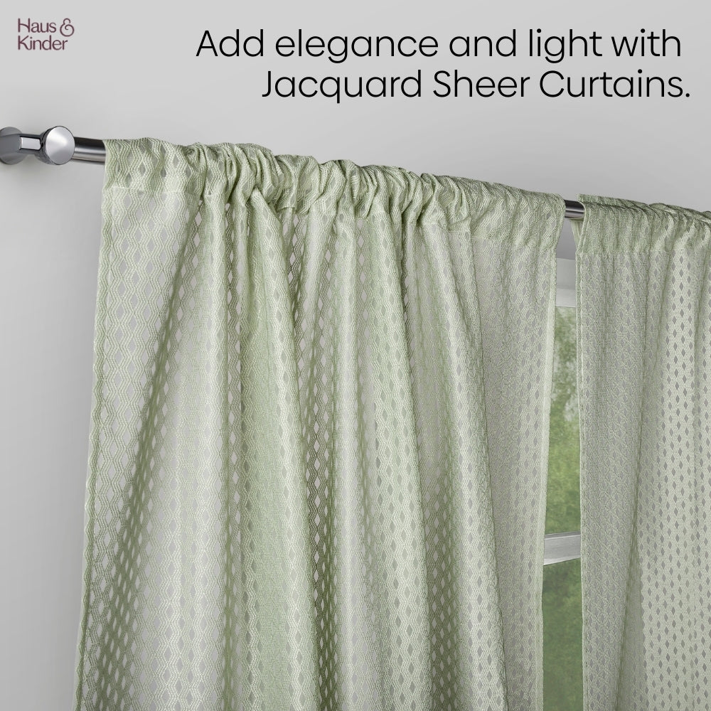 Polyester Jacquard Curtains Sage Ripple, Olive