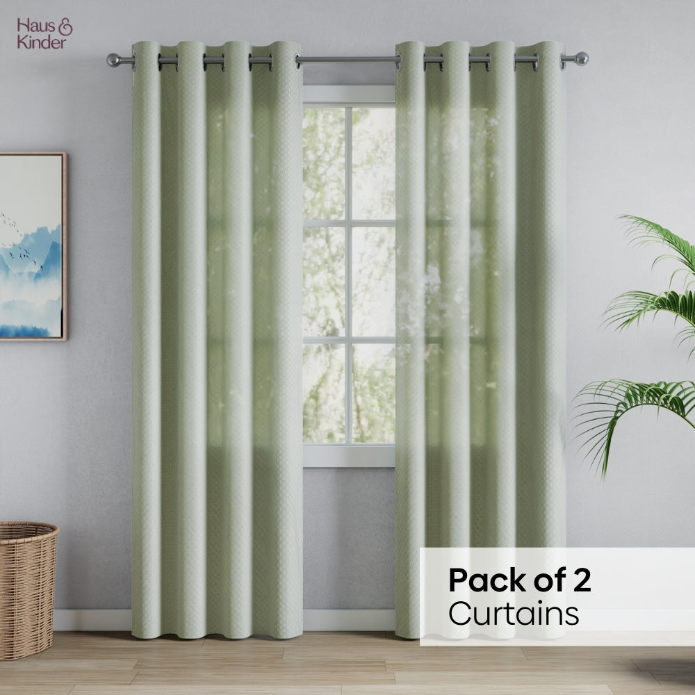 Polyester Jacquard Curtains Sage Ripple, Olive
