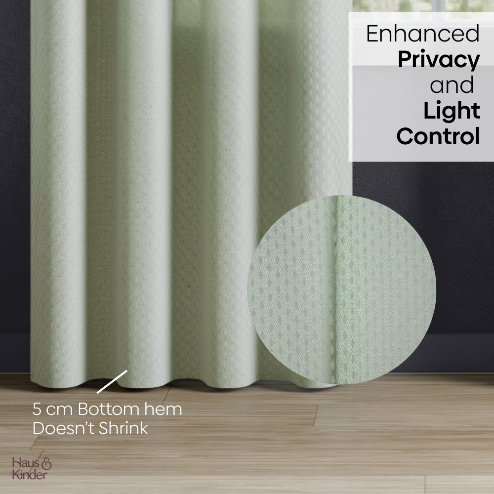 Polyester Jacquard Curtains Sage Ripple, Olive