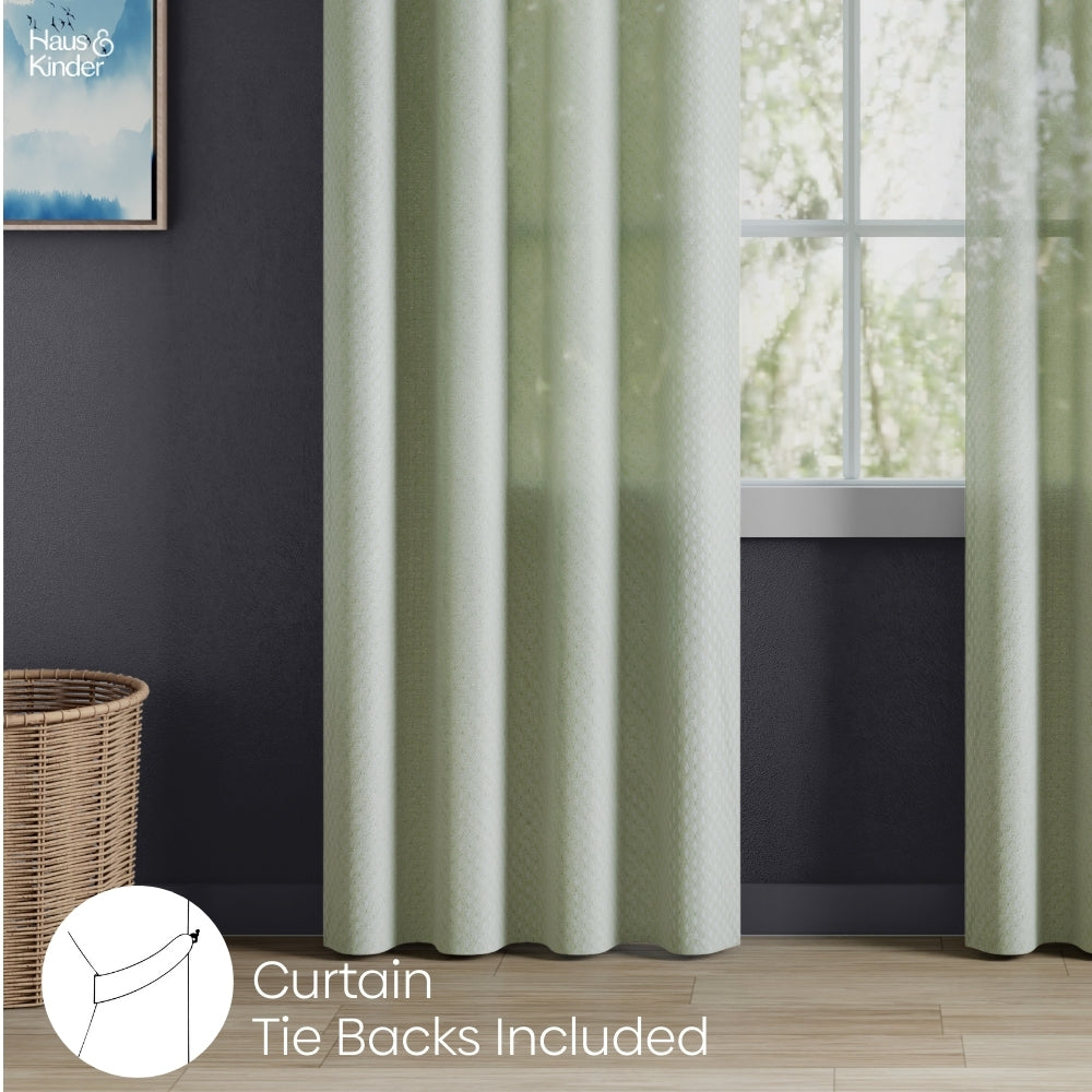 Polyester Jacquard Curtains Sage Ripple, Olive