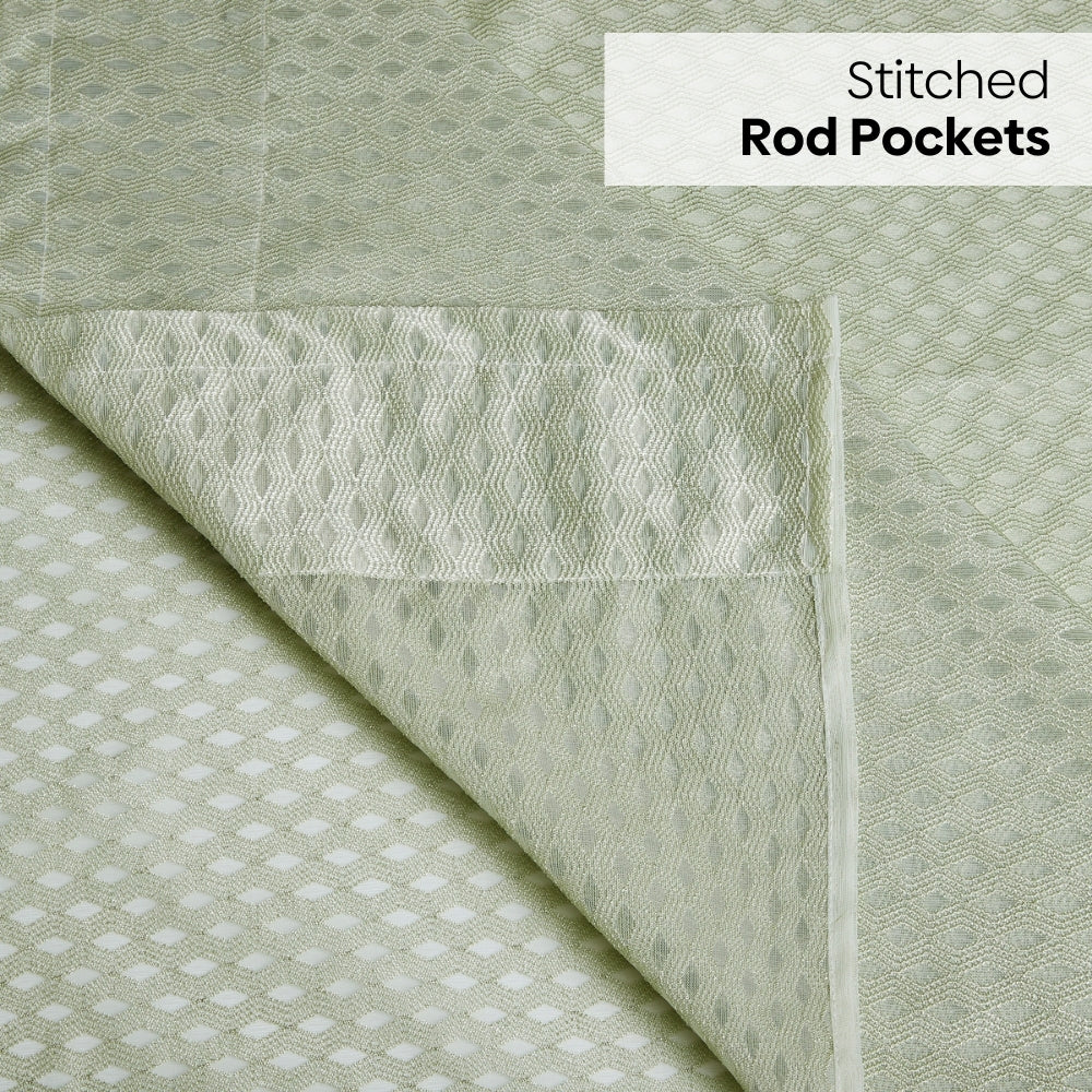 Polyester Jacquard Curtains Sage Ripple, Olive