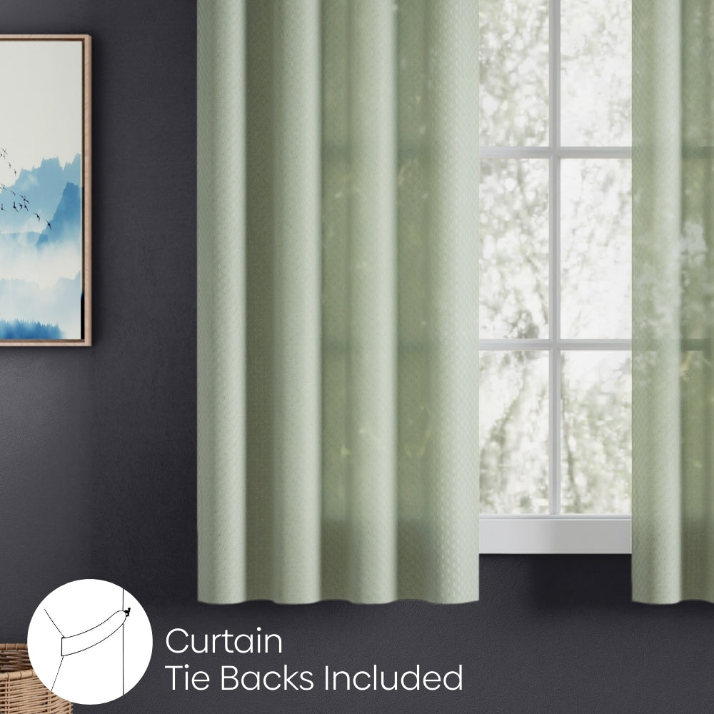 Polyester Jacquard Curtains Sage Ripple, Olive