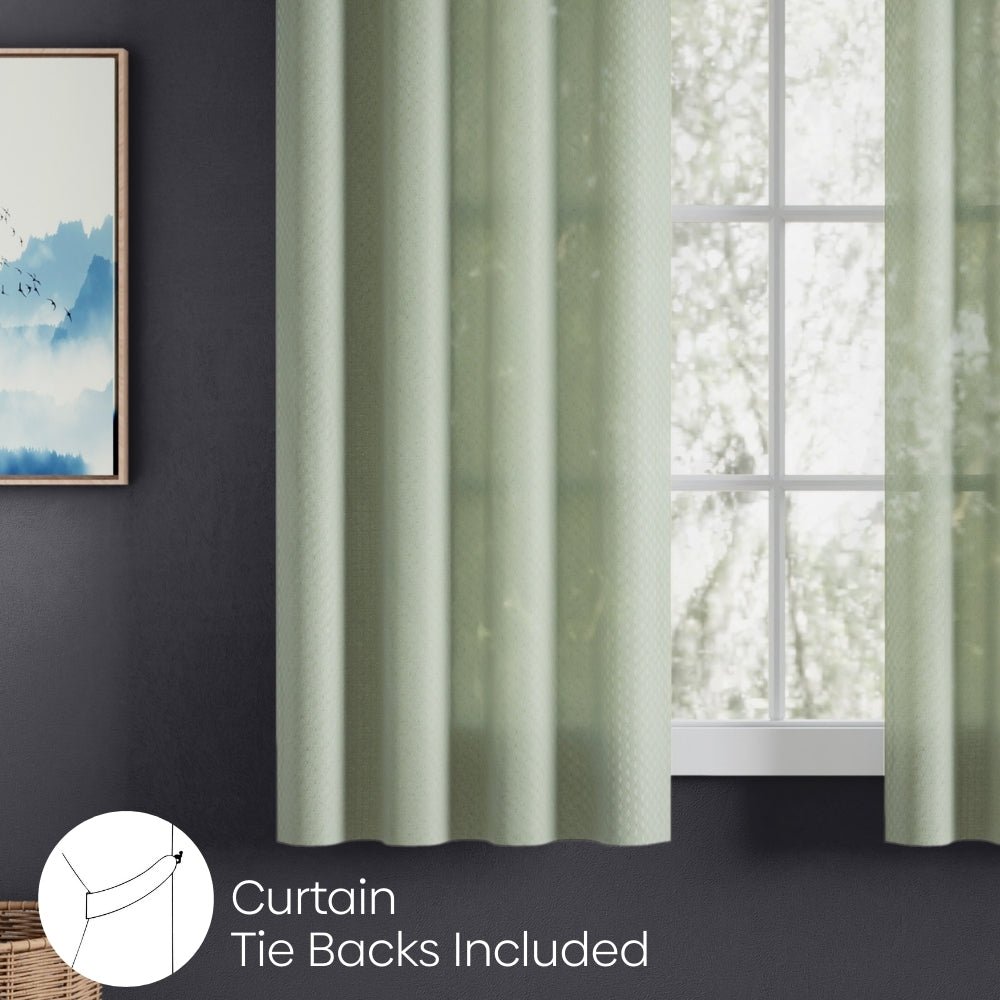 Polyester Jacquard Curtains Sage Ripple, Olive - Jacquard Curtains | haus & kinder