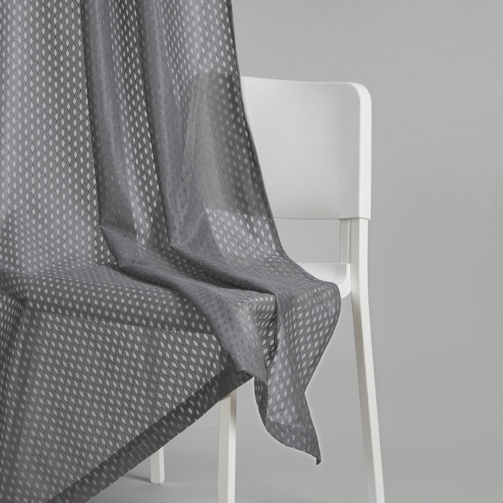 Polyester Jacquard Curtains Silver Ripple, Grey