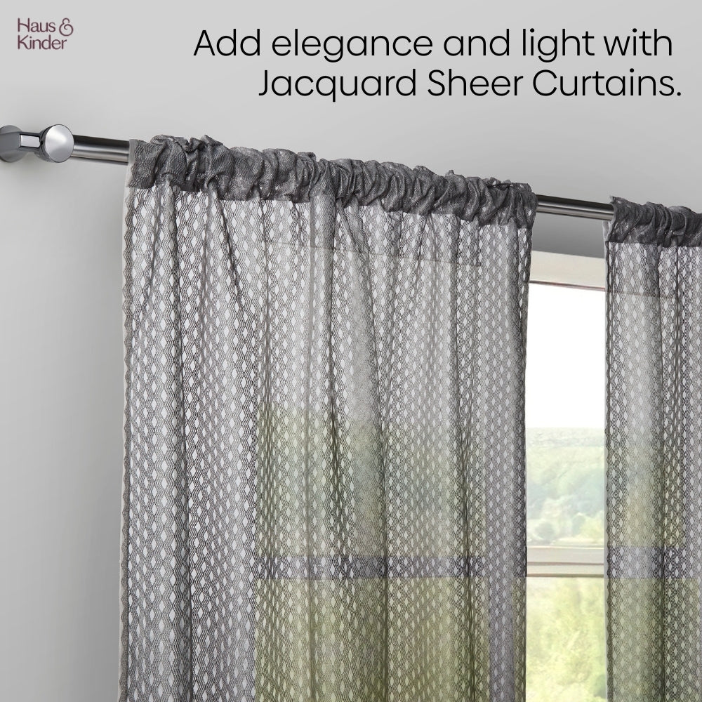 Polyester Jacquard Curtains Silver Ripple, Grey
