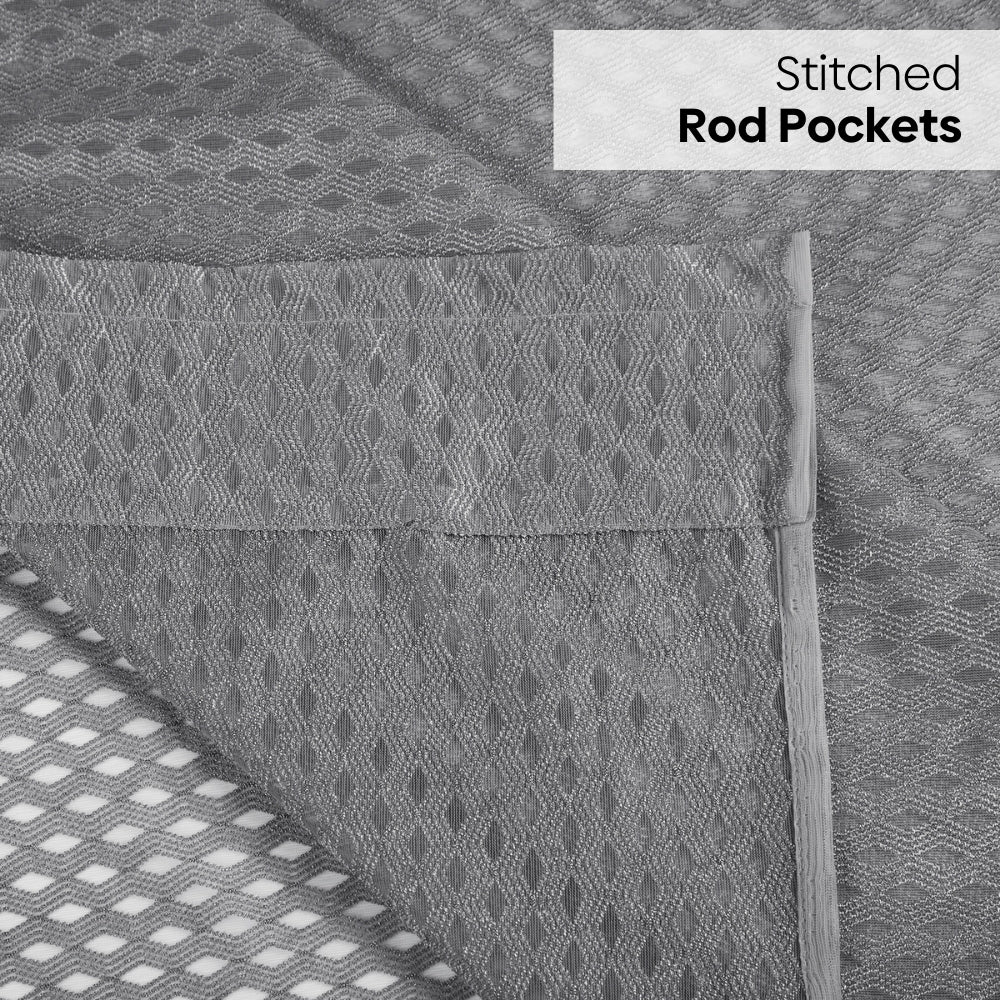 Polyester Jacquard Curtains Silver Ripple, Grey