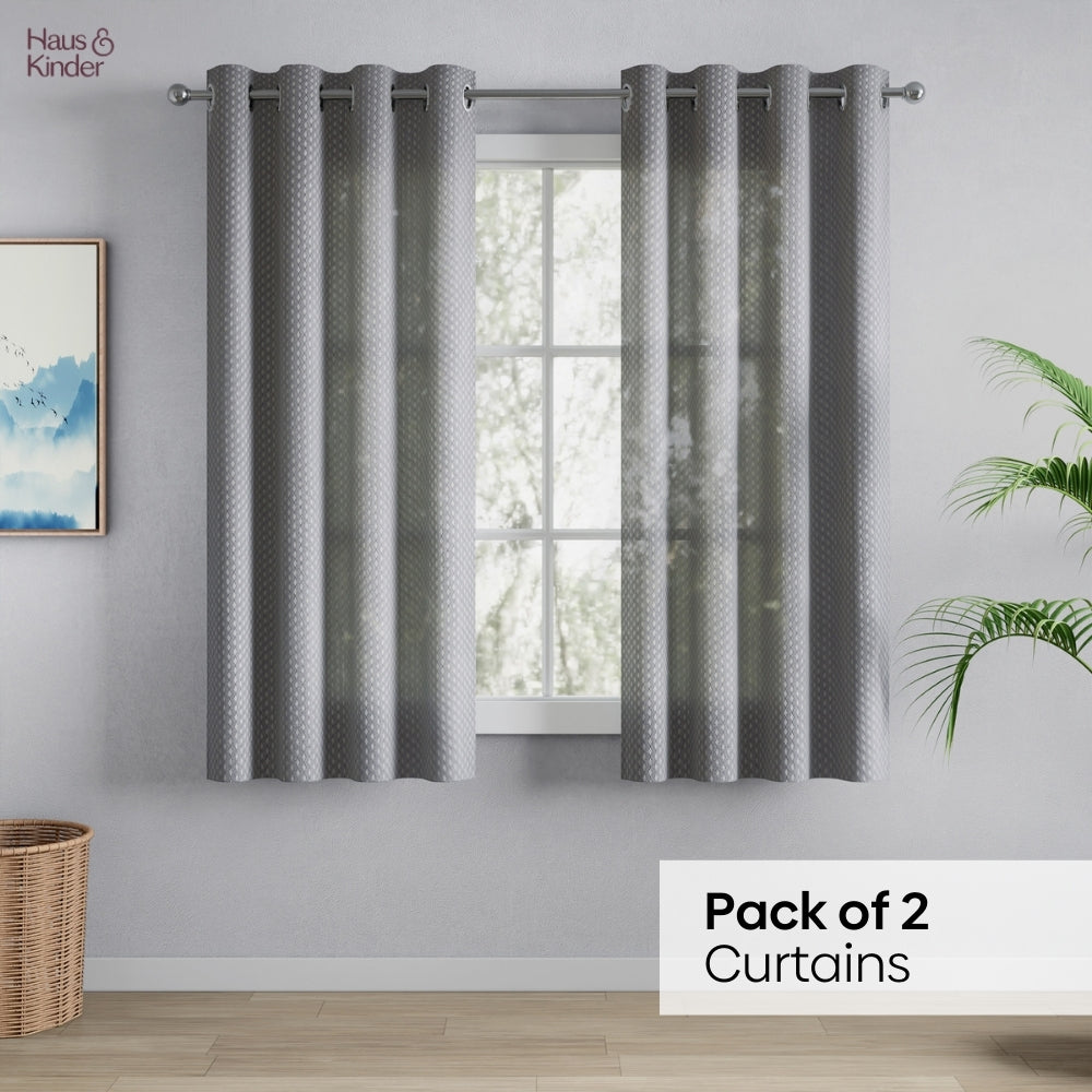 Polyester Jacquard Curtains Silver Ripple, Grey