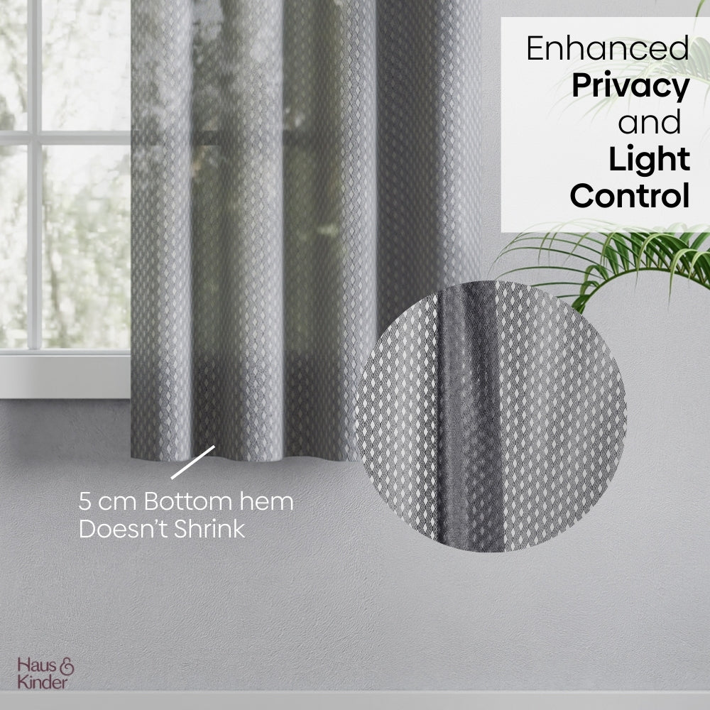 Polyester Jacquard Curtains Silver Ripple, Grey
