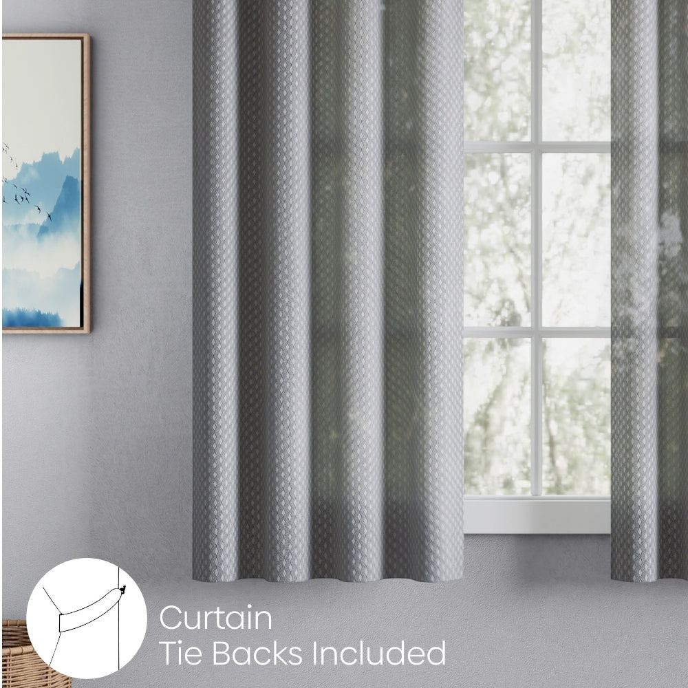 Polyester Jacquard Curtains Silver Ripple, Grey