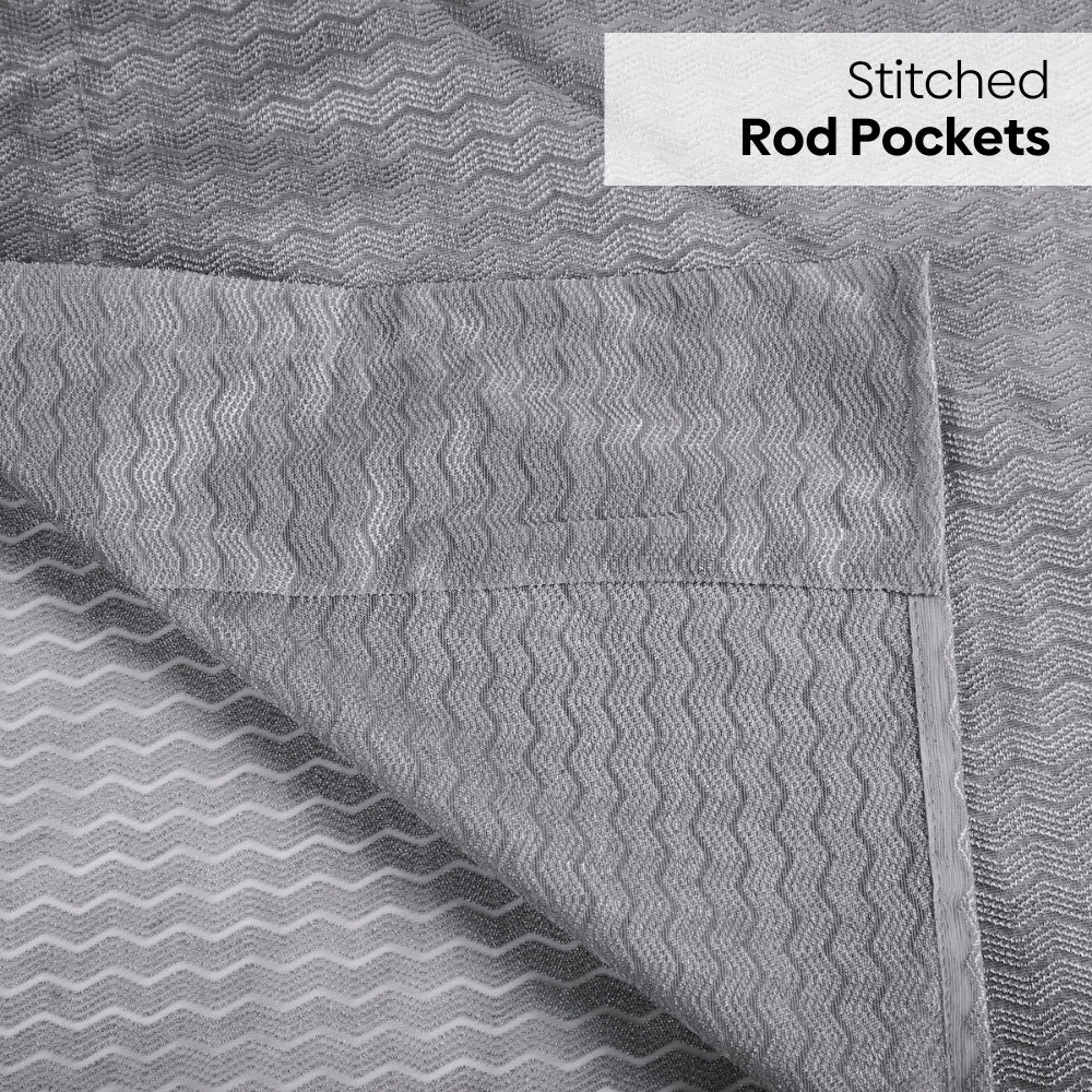 Polyester Jacquard Curtains Ocean Ripple, Ice Blue