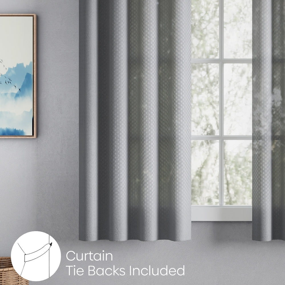 Polyester Jacquard Curtains Ocean Ripple, Ice Blue
