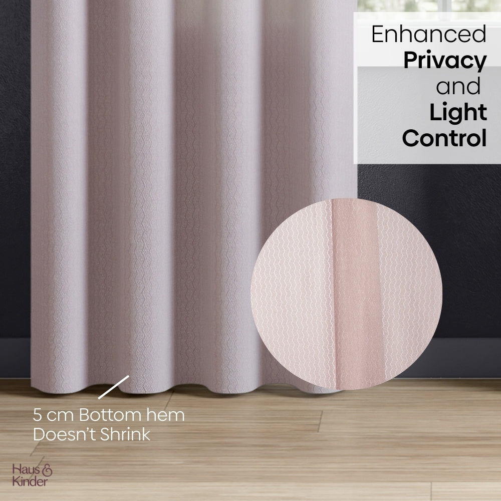 Polyester Jacquard Curtains Sand Ripple, Blush