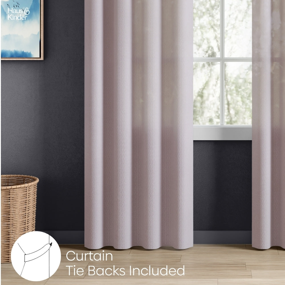 Polyester Jacquard Curtains Sand Ripple, Blush