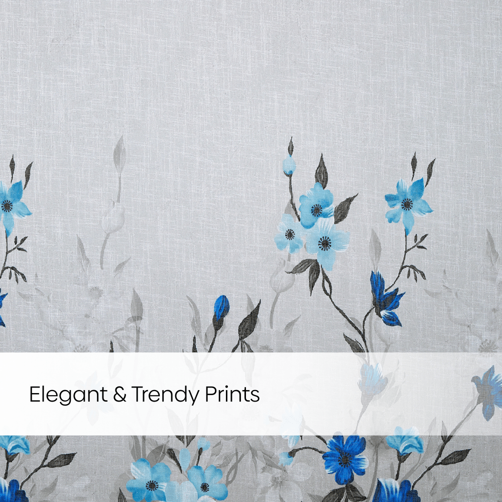 100% Polyester Sheer Digital Printed Door Curtain, Blue - Sheer Curtains | haus & kinder