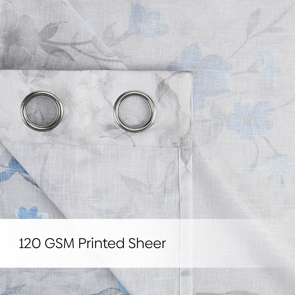 100% Polyester Sheer Digital Printed Door Curtain, Blue