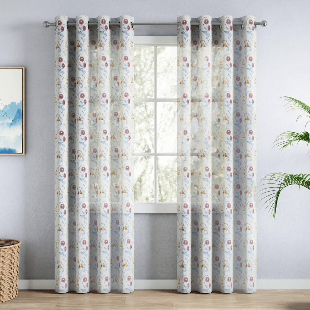 100% Polyester Sheer Digital Printed Curtain, Multicolor - Sheer Curtains | haus & kinder