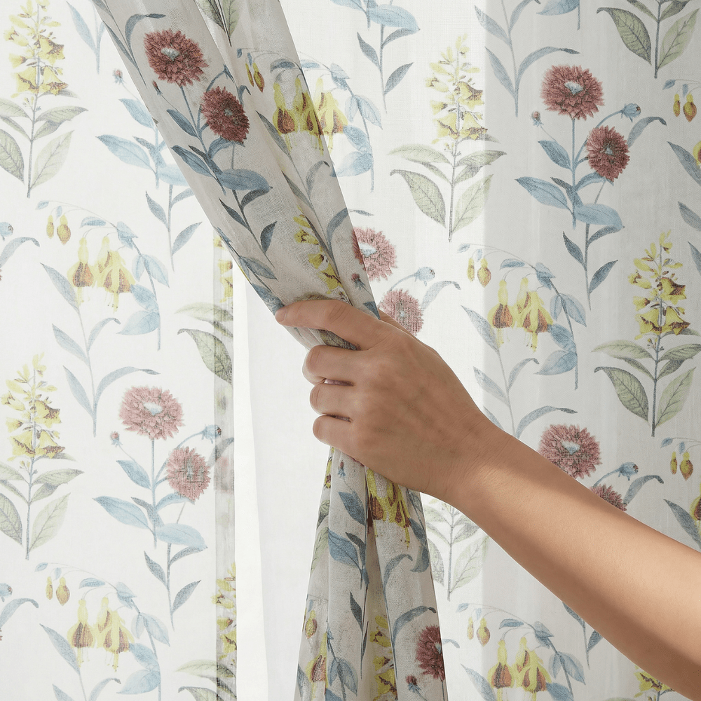 100% Polyester Sheer Digital Printed Curtain, Multicolor - Sheer Curtains | haus & kinder