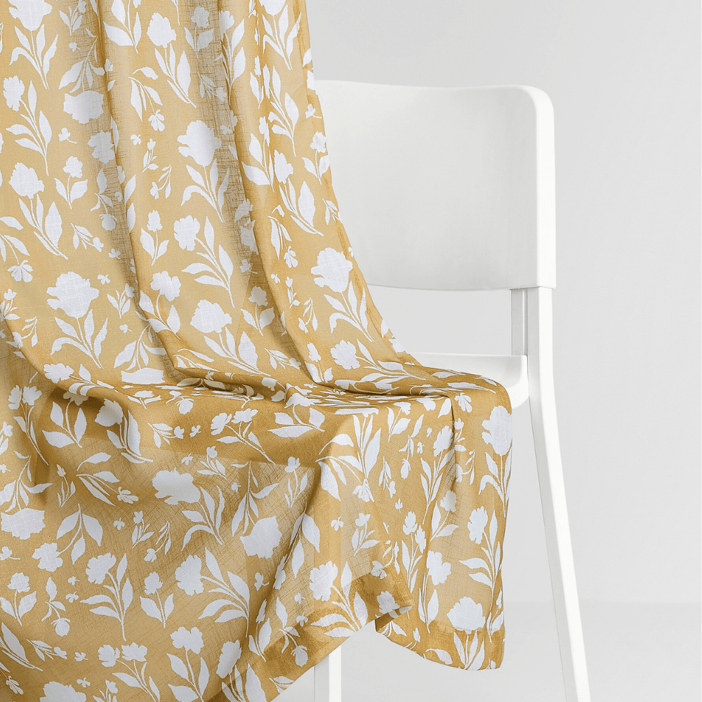 100% Polyester Sheer Digital Printed Door Curtain, Ochre - Sheer Curtains | haus & kinder