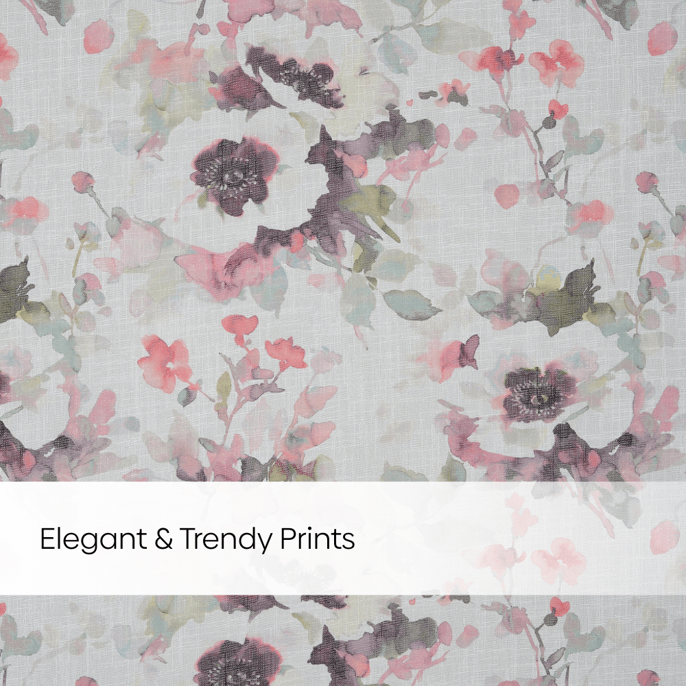 100% Polyester Sheer Digital Printed Door Curtain Maison Floral, Multicolor - Sheer Curtains | haus & kinder