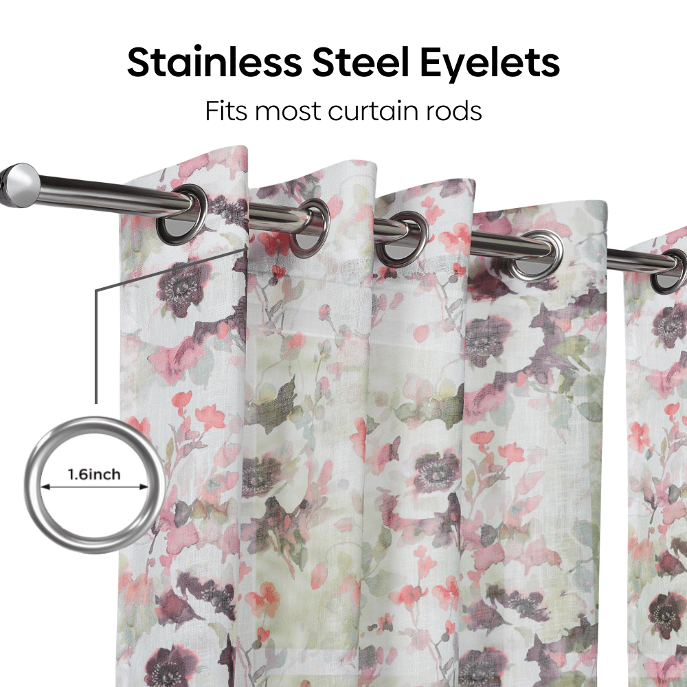 100% Polyester Sheer Digital Printed Door Curtain Maison Floral, Multicolor - Sheer Curtains | haus & kinder