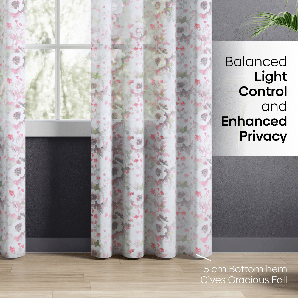 100% Polyester Sheer Digital Printed Door Curtain Maison Floral, Multicolor - Sheer Curtains | haus & kinder