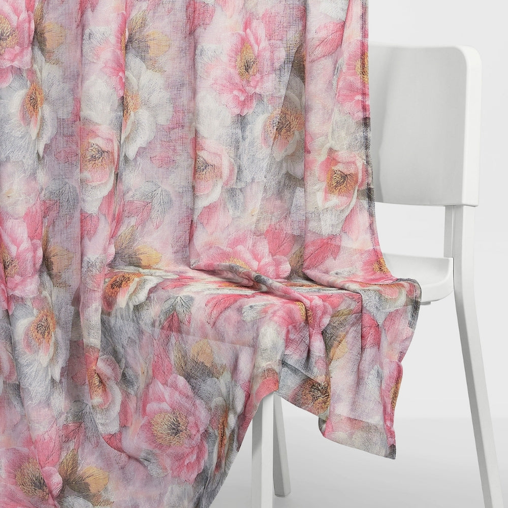 Weathered Bloom Cotton Printed Pack Of 2 Curtain, Multicolor