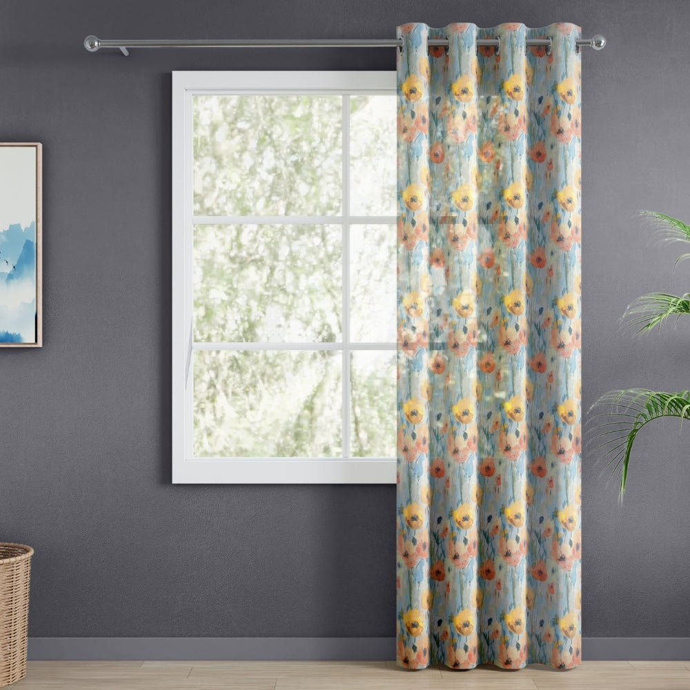 Bloom Impression Cotton Printed Pack Of 2 Curtain, Multicolor