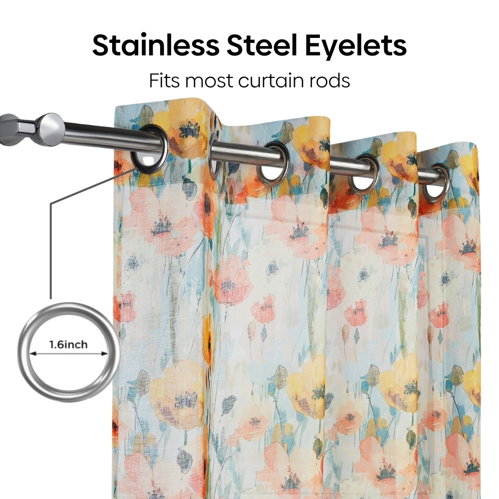 Bloom Impression Cotton Printed Pack Of 2 Curtain, Multicolor