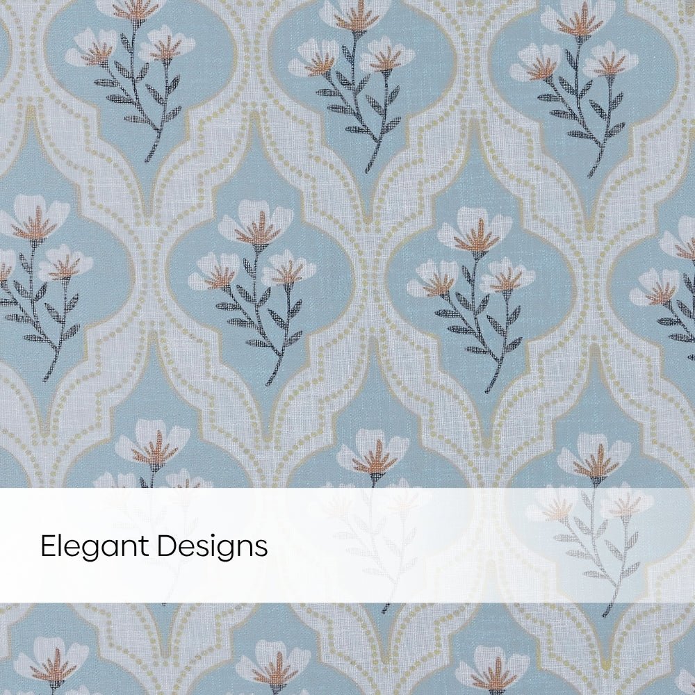 Bloom Lattice Cotton Printed Pack Of 1 Curtain, Blue - Cotton Printed Curtains | haus & kinder