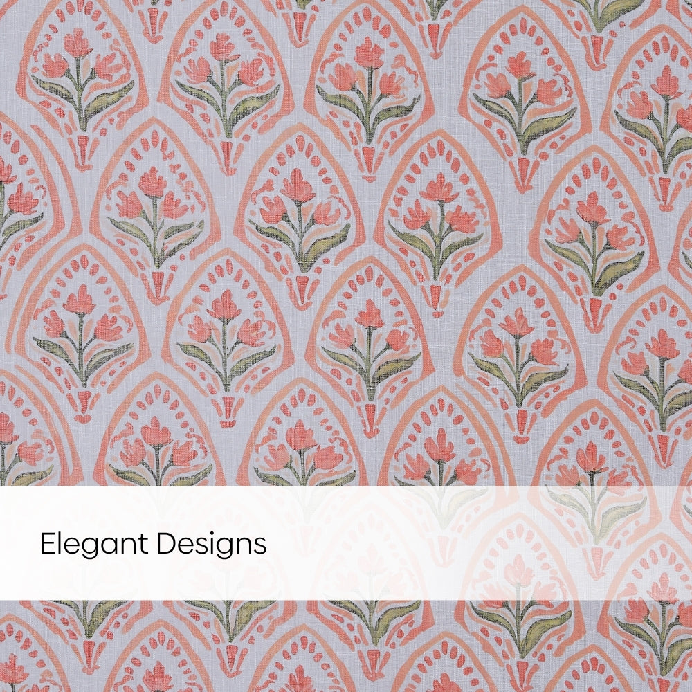 Ornate Blossom Cotton Printed Pack Of 1 Curtain, Pink
