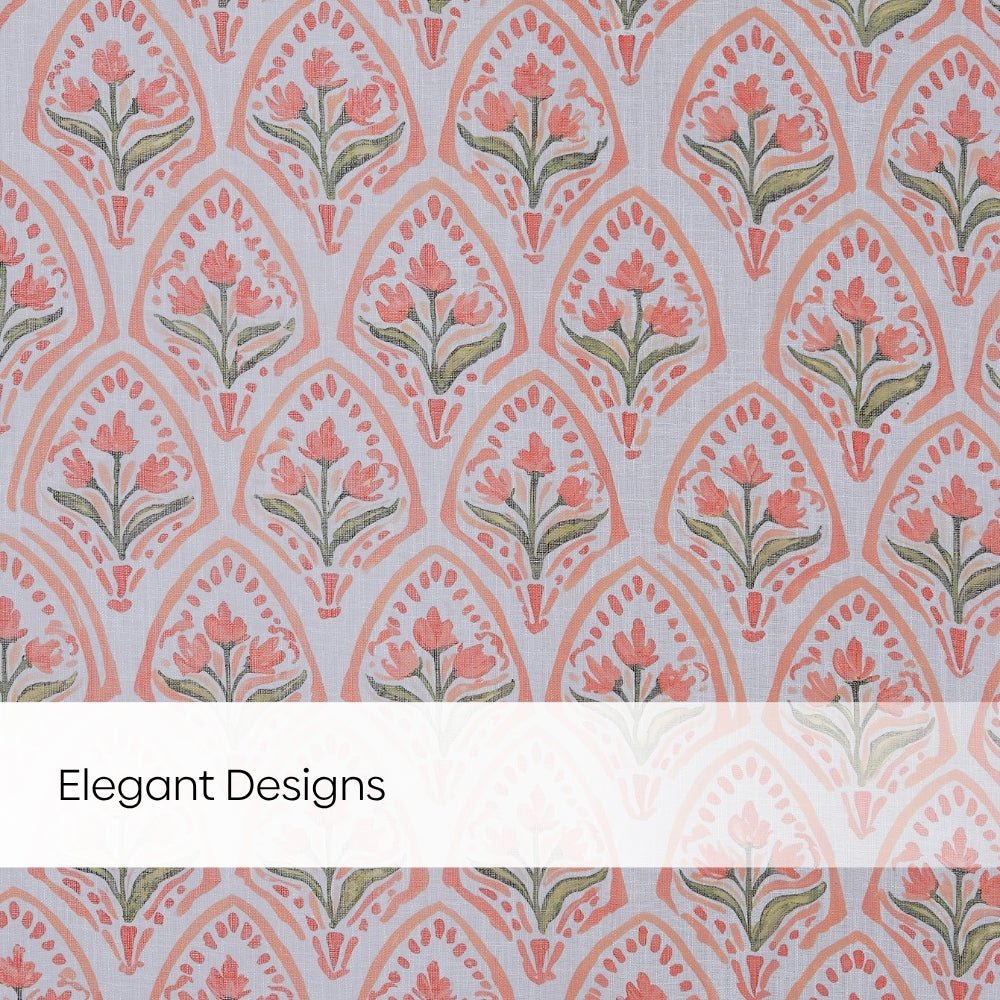 Ornate Blossom Cotton Printed Pack Of 1 Curtain, Pink - Cotton Printed Curtains | haus & kinder