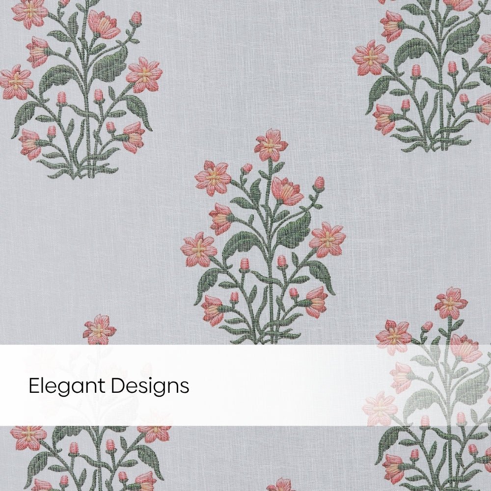 Floral Sprig Cotton Printed Pack Of 1 Curtain, Multicolor - Cotton Printed Curtains | haus & kinder