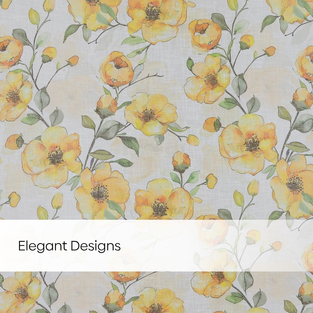 Sunny Bloom Cotton Printed Pack Of 2 Curtain, Yellow