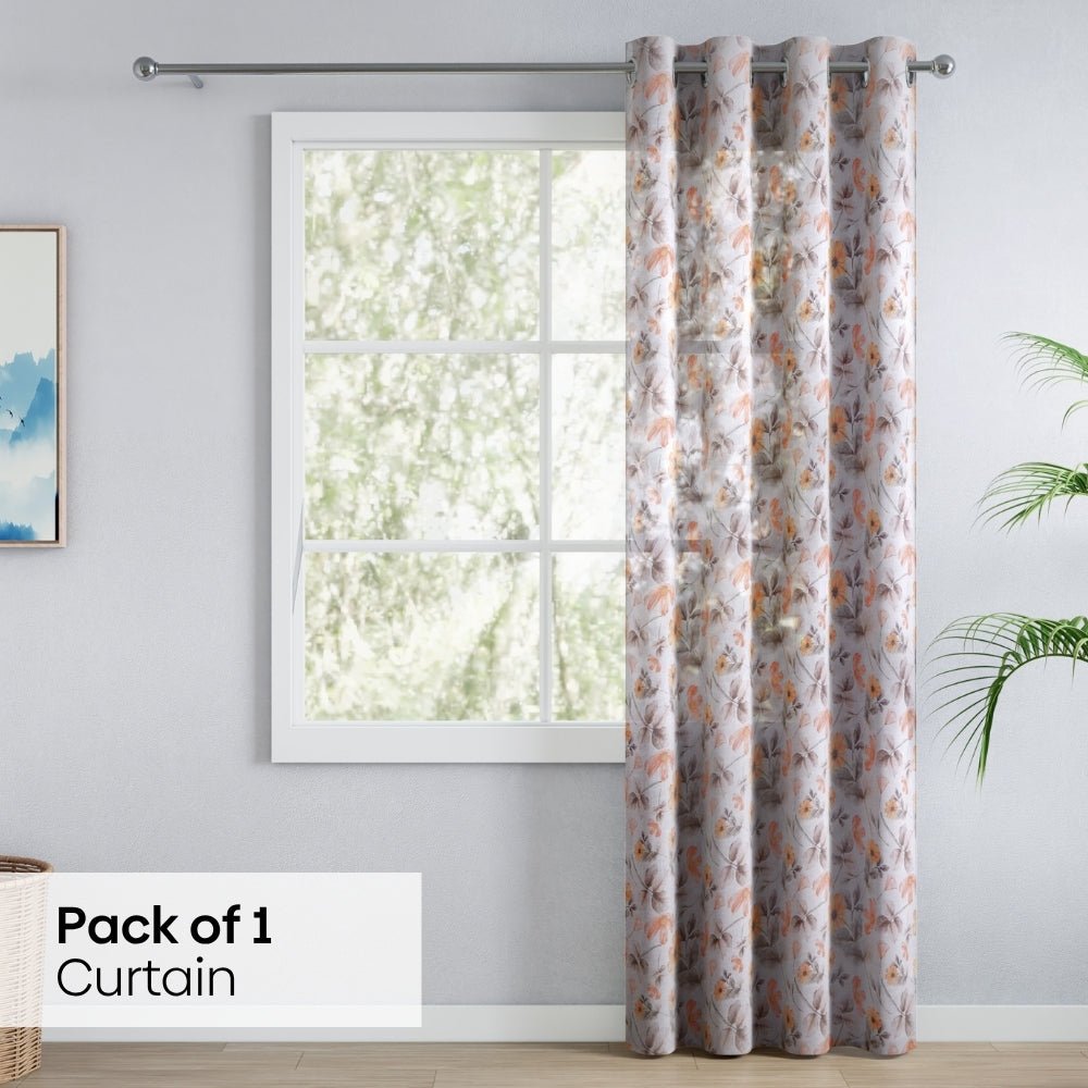 Floral Drift Cotton Printed Pack Of 1 Curtain, Multicolor - Cotton Printed Curtains | haus & kinder
