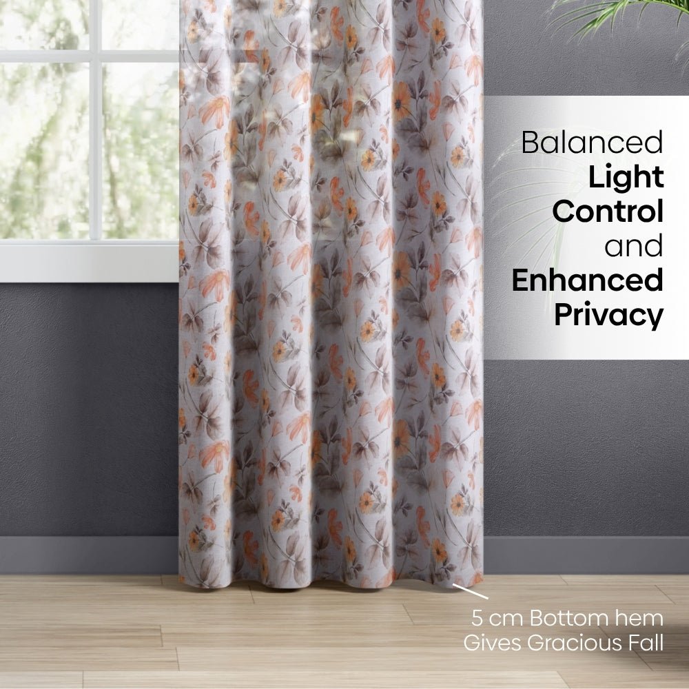 Floral Drift Cotton Printed Pack Of 1 Curtain, Multicolor - Cotton Printed Curtains | haus & kinder
