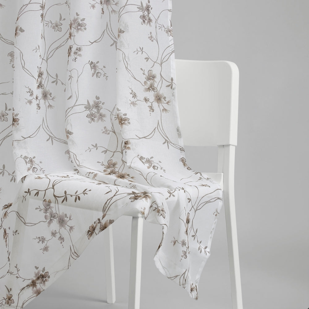 Polyester Printed Sheer Door Curtain Whispering Vines, Brown