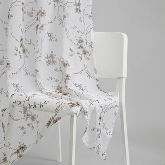 Polyester Printed Sheer Door Curtain  Whispering Vines, Brown