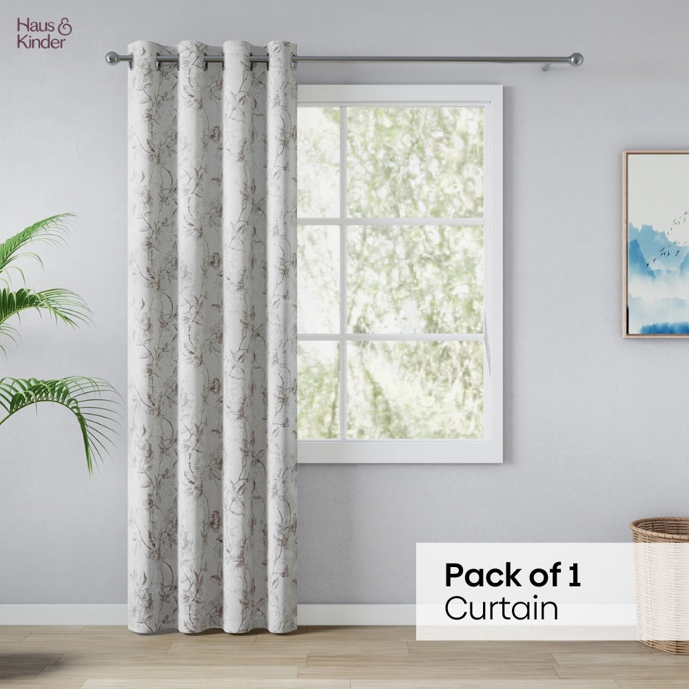 Polyester Printed Sheer Door Curtain Whispering Vines, Brown