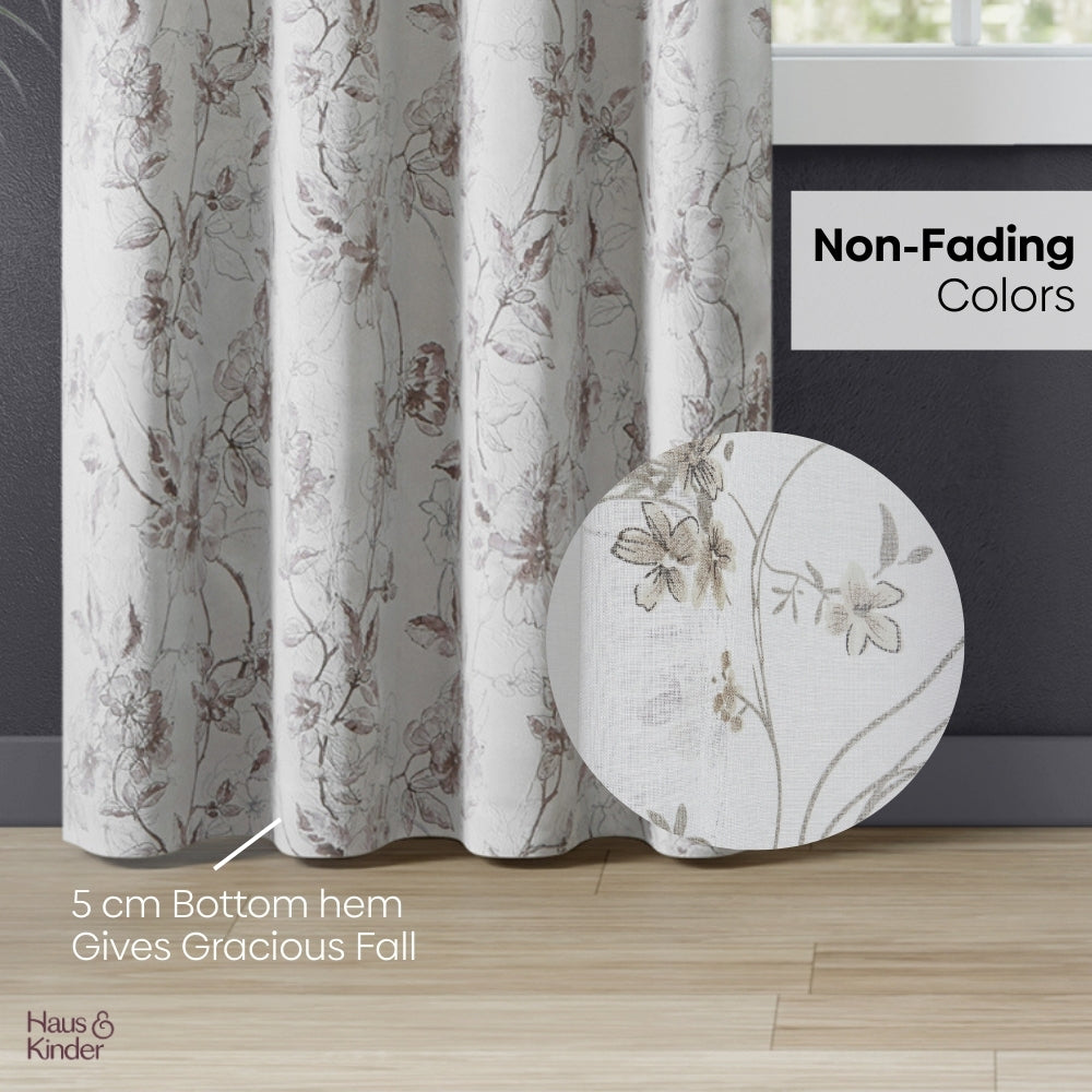 Polyester Printed Sheer Door Curtain Whispering Vines, Brown