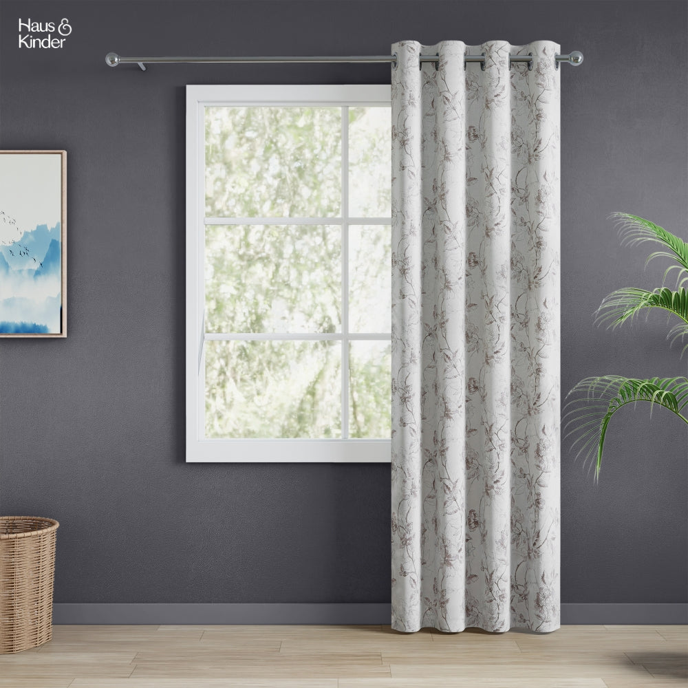 Polyester Printed Sheer Door Curtain Whispering Vines, Brown